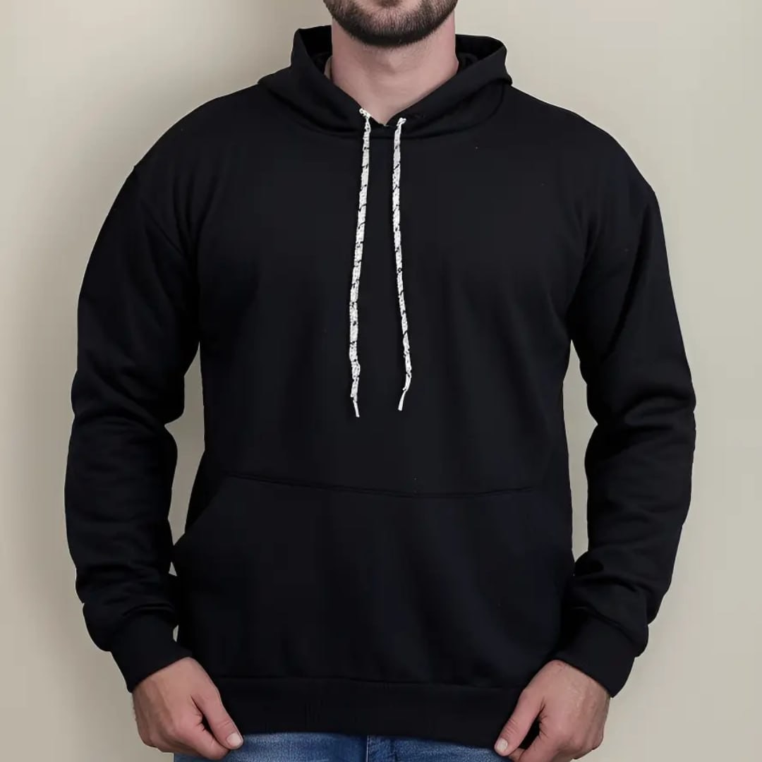 Moletom Canguru Algodão Unissex Blusa De Frio Flanelado Liso