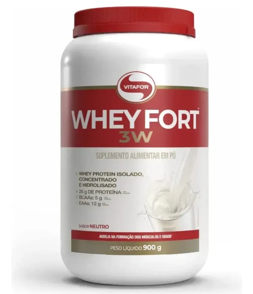 Whey protein Vitafor Fort 3W 900g em pó Sem sabor x 900g