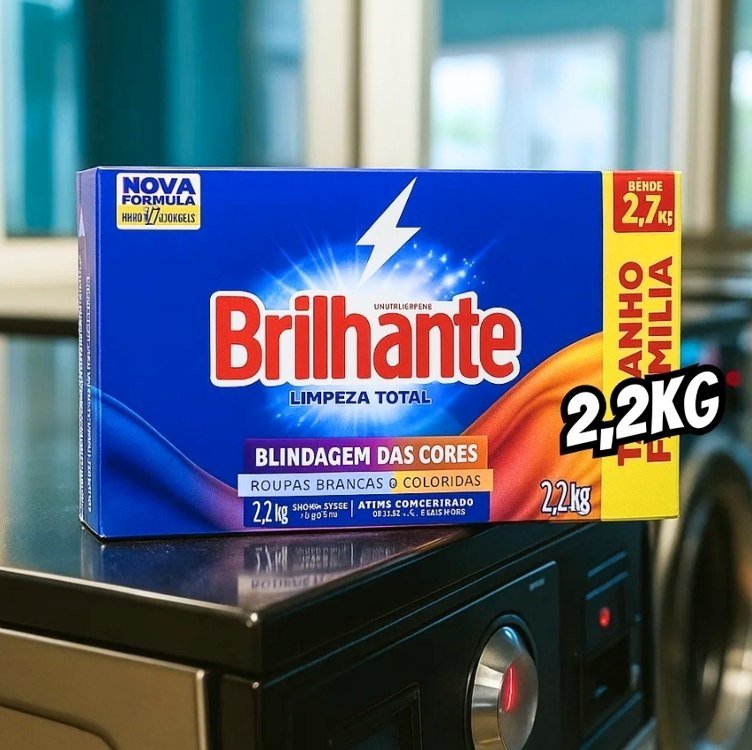 Sabão em Pó Concentrado Brilhante Lava Roupas - Limpeza Total Original 2,2kg