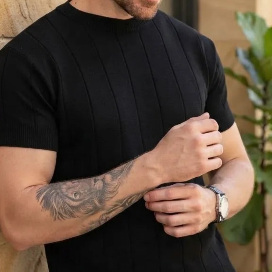 Camiseta Masculina Tricô Modal Premium Canelada Macia Social (P ao G1)