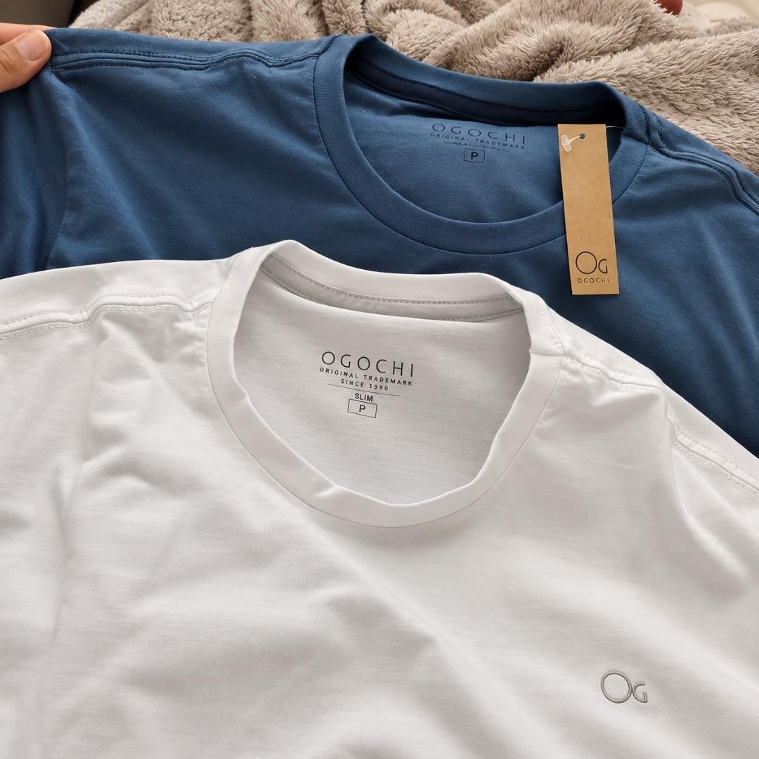 Camiseta Masculina Básica Slim Algodão - Várias Cores Ogochi (P ao XG)