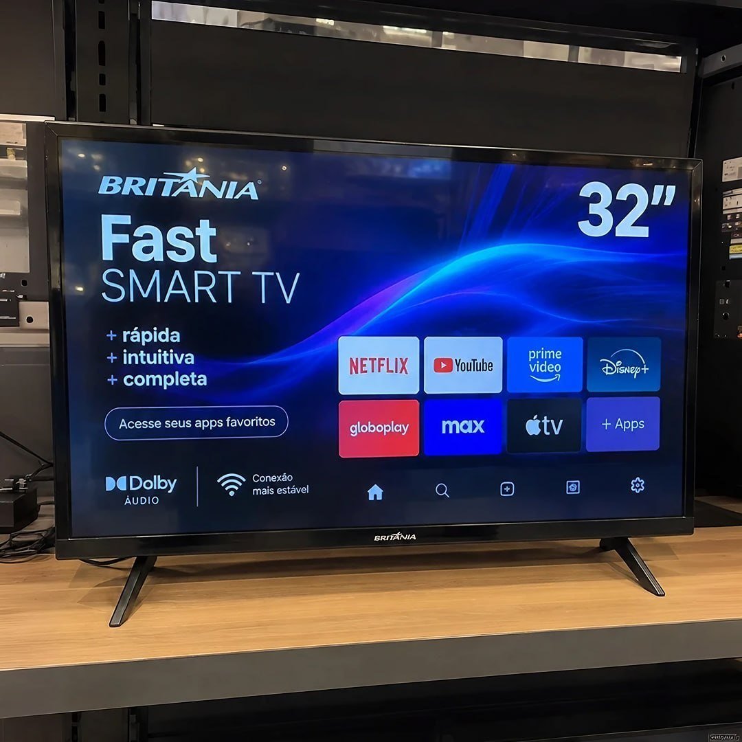 Fast Smart TV Britânia BTV32G7PR2CSBLH 32” Led Dolby Áudio