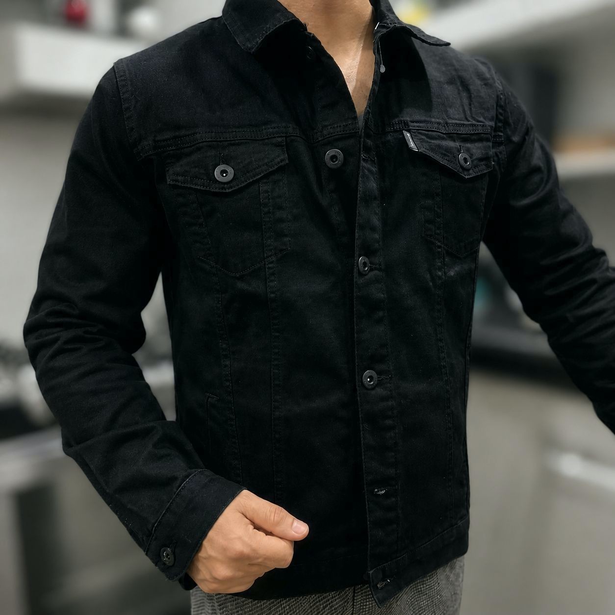 Jaqueta Masculina Sarja Jeans Slim Cores Clássicas Premium