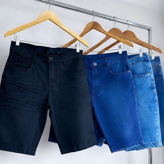 Kit 3 Bermudas Jeans Masculina Lycra Elastano