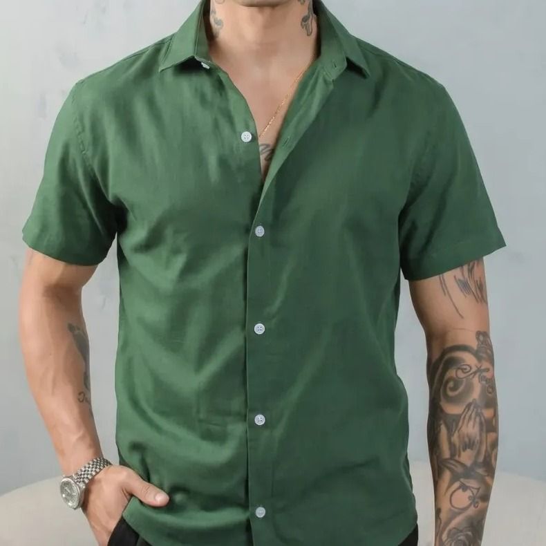 Camisa Social Masculina Gola Italiana Confortável (P ao XG)