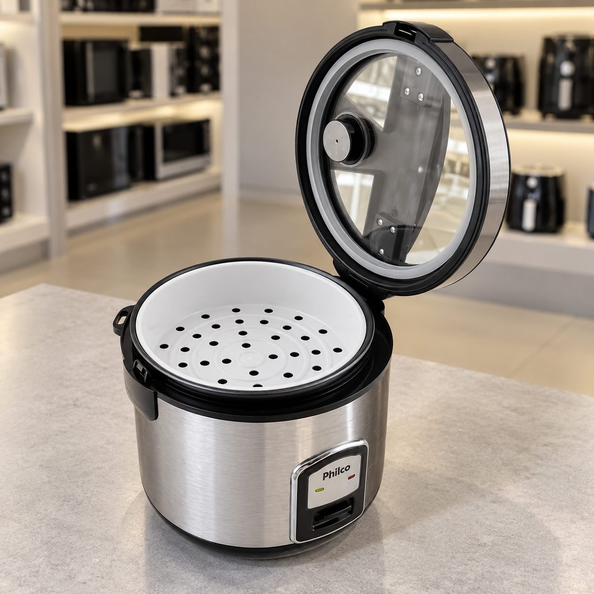 Panela De Arroz Philco 10 X Ph10p Visor Glass Inox 110v Preto/inox