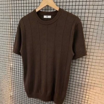 Blusa Masculina Básica Manga Curta Canelada Tricot Modal (M ao GG)