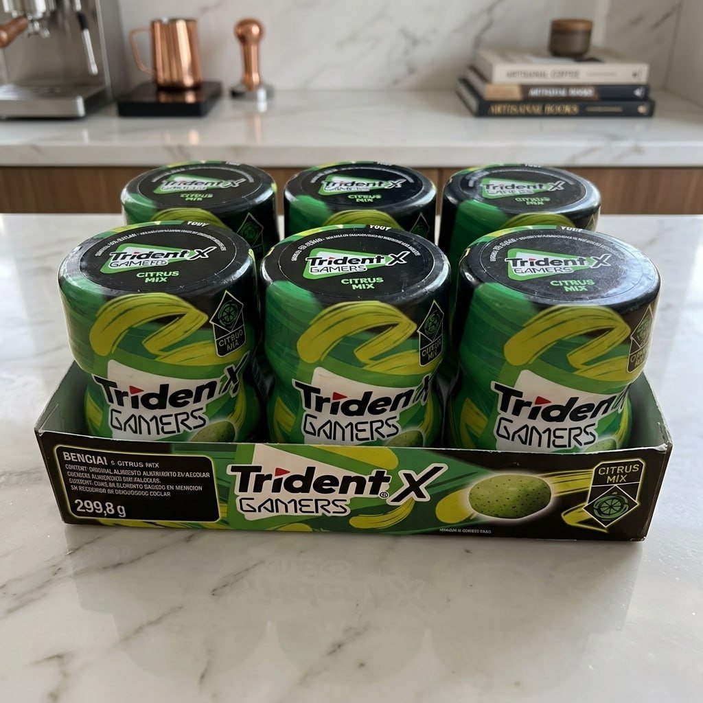 Chiclete Trident X Gamers Acid Berry - Caixa Com 6 Unid De 48,3g