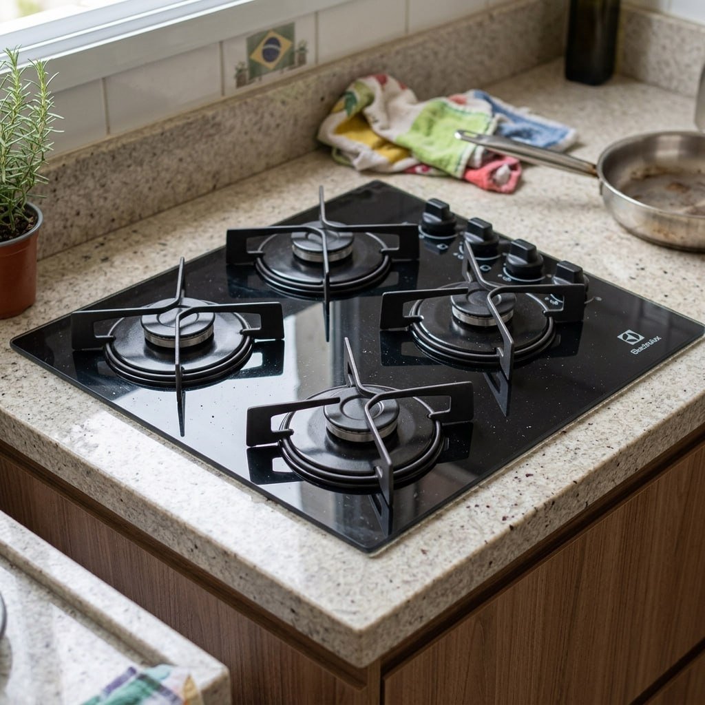 Cooktop 4 Bocas a Gás Electrolux Mesa de Vidro Efficient Grade de Aço Fosco (KE4GR) Bivolt