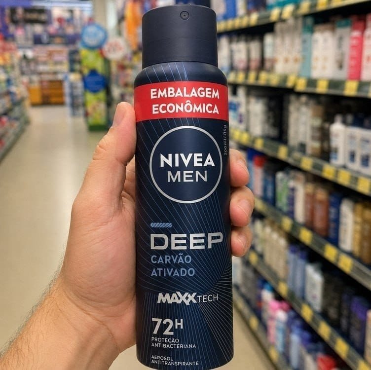NIVEA MEN Desodorante Antitranspirante Aerossol Deep Carvão Ativado 72h 200ml