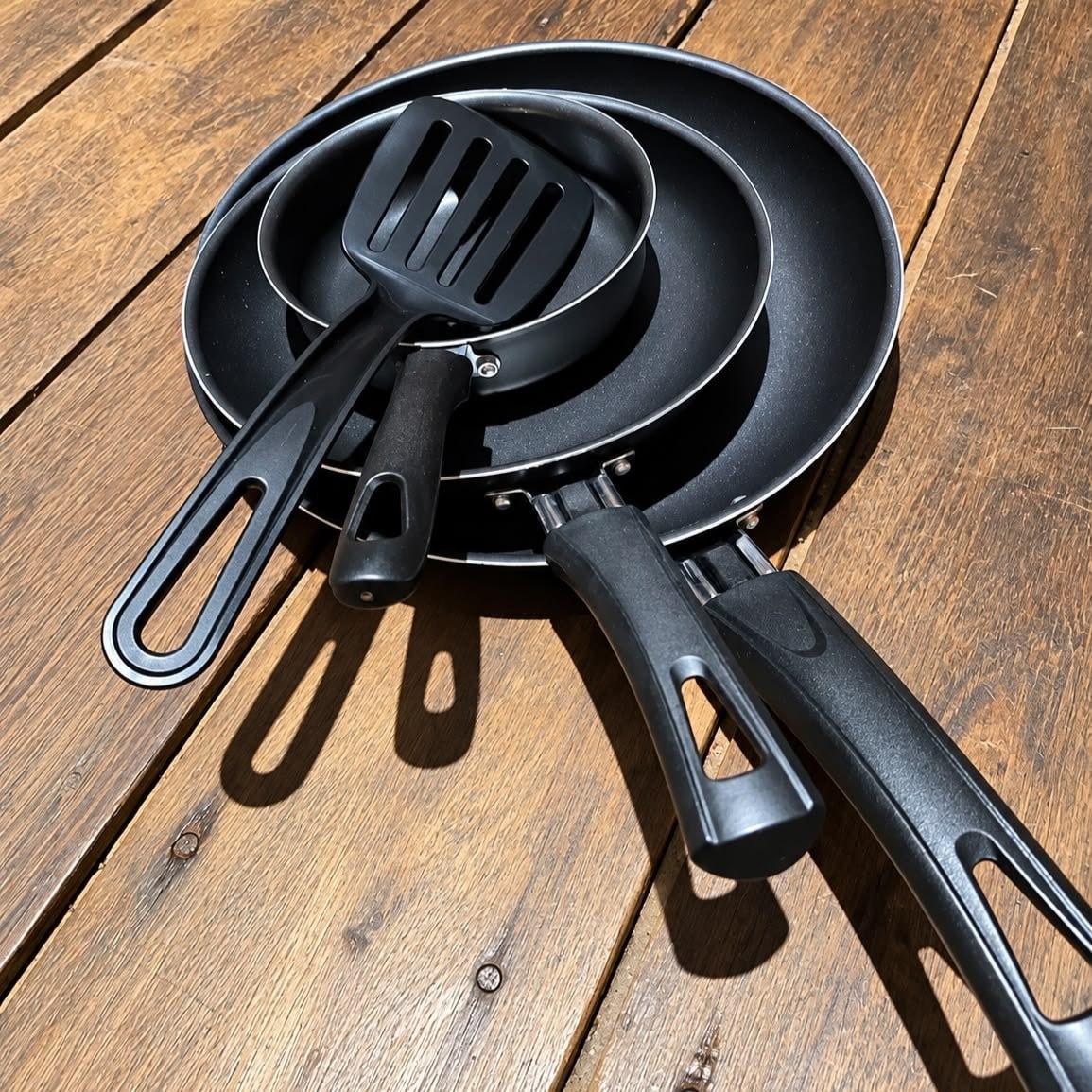 Conjunto De Frigideira 3 Pçs Antiaderente Techflon Nacional Cor Preto