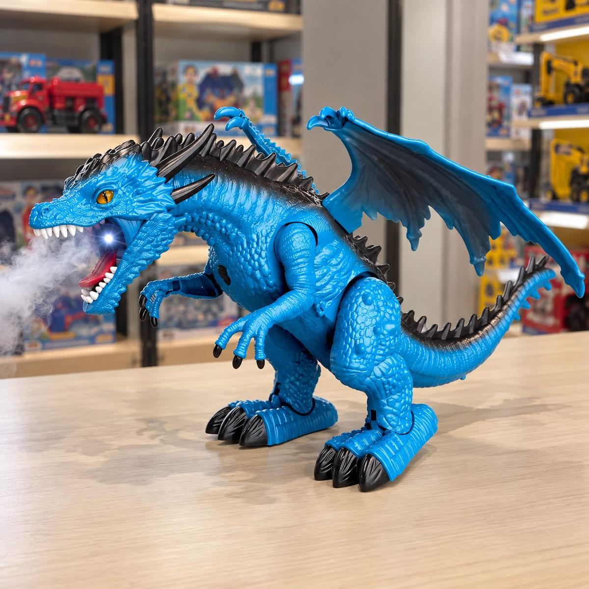 Dragão De Controle Remoto Com Fumaça E Som Azul Replay Kids