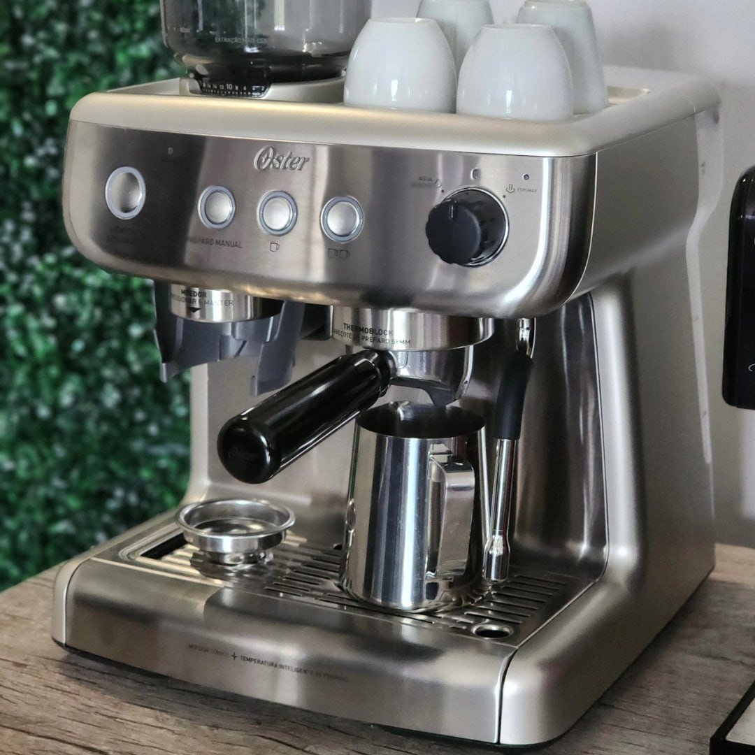 Cafeteira Espresso Oster Perfect Brew 15 barras C/molino Color Plateado