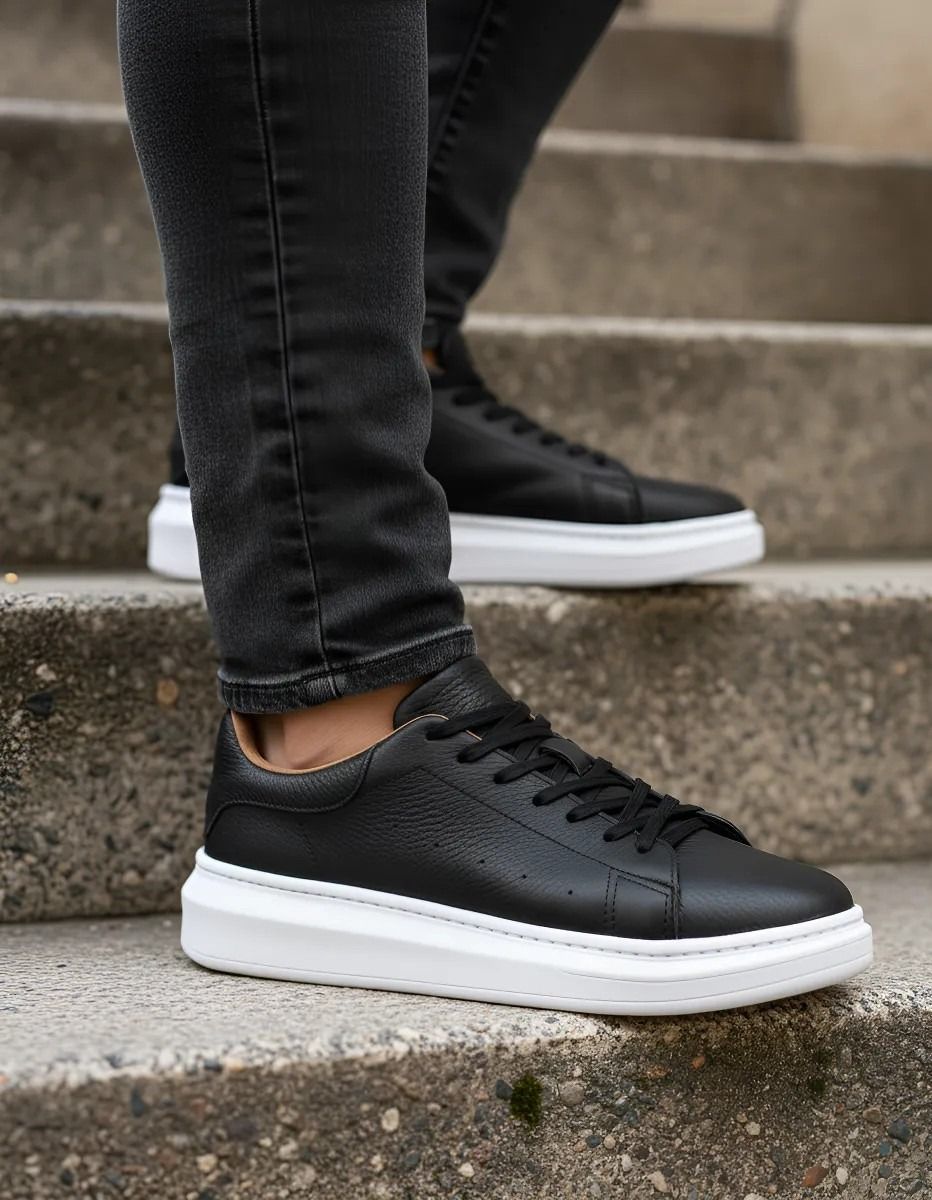 Tenis Masculino Em Couro Legitimo Sola Alta Casual Urbano (37 a 45)