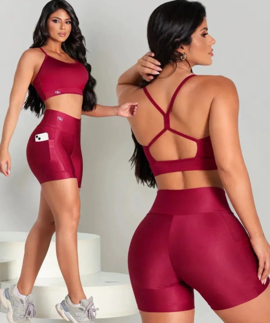 Conjunto Fitness Feminino Top +  Short Suplex Sem Transparência