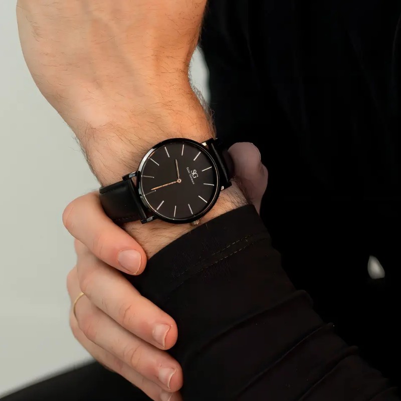 Relógio Masculino Saint Germain Murray Full Black de Couro Sintético Preto