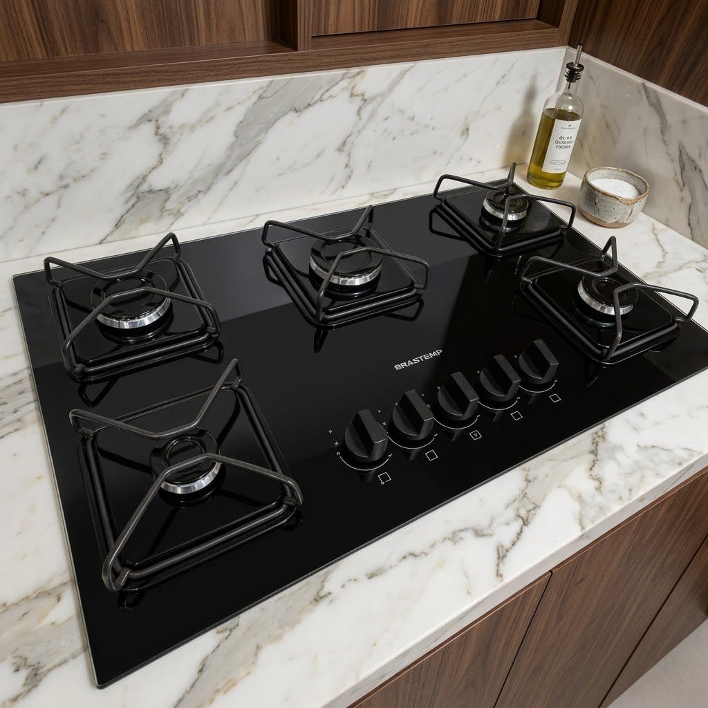 Cooktop Brastemp a Gás 5 Bocas com Grades de Ferro - BDS75AE