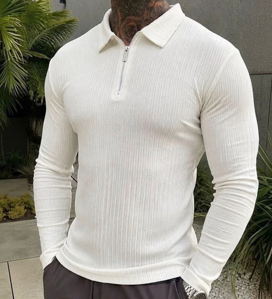 Camiseta Polo Manga Longa Com Zíper Lançamento (P ao GG)