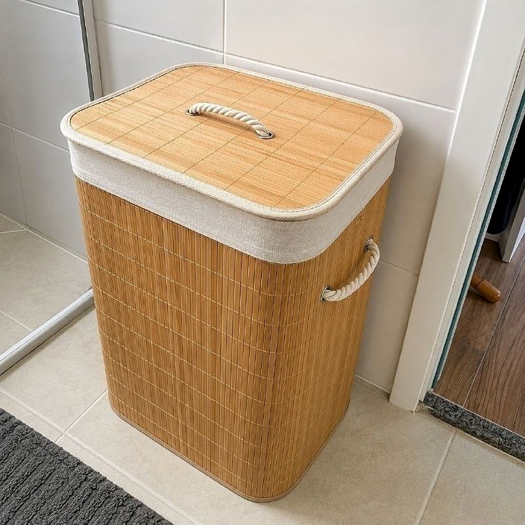 🧺 Cesto de Roupas de Bambu 60L