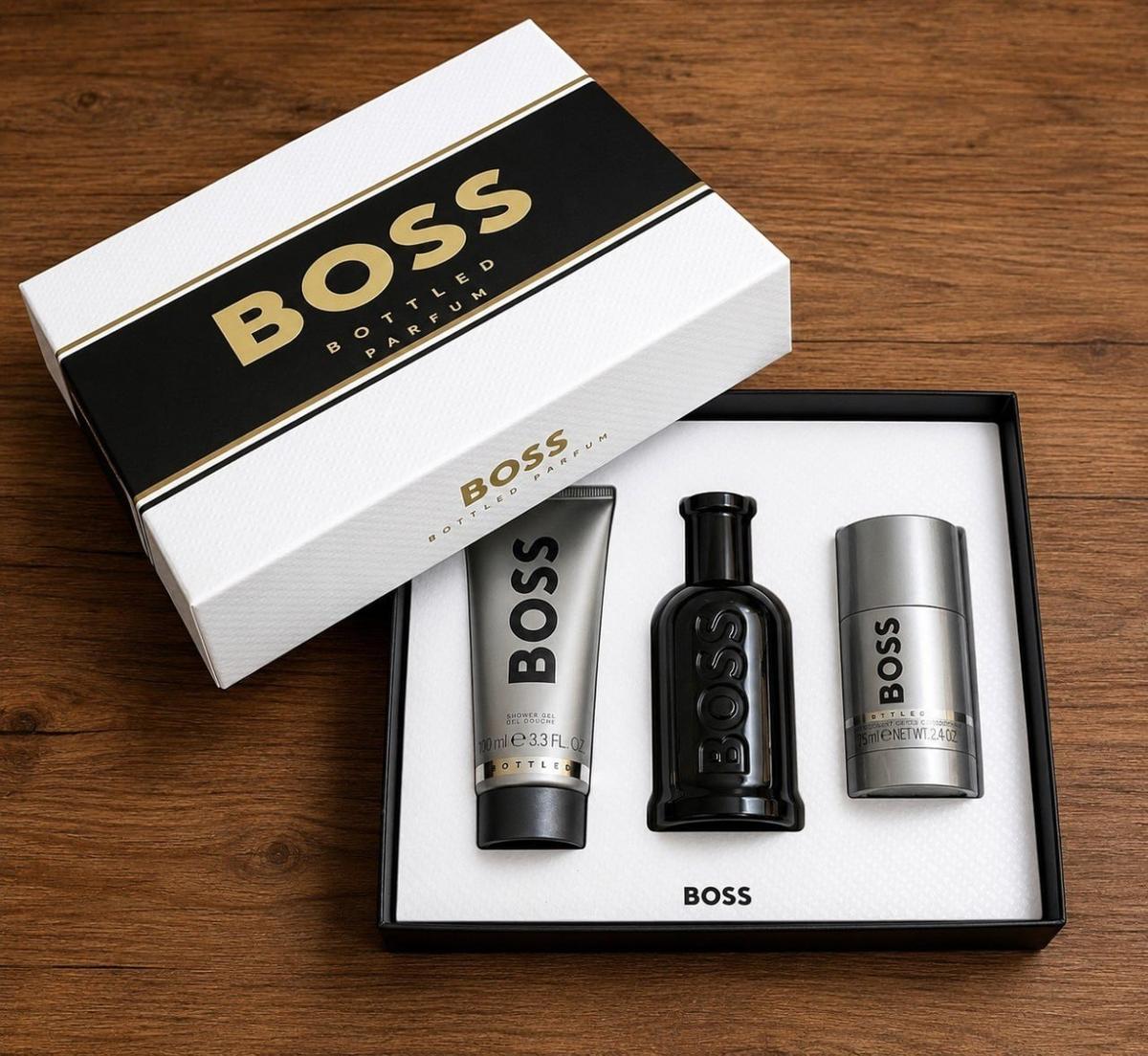 Kit Hugo Boss Bottled - Perfume EDP 100ml - Gel de Banho 100ml - Desodorante Stick 70g