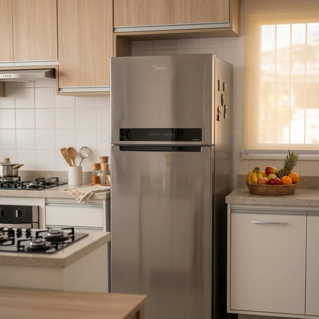 Geladeira/Refrigerador Midea Frost Free Duplex Inox 473L MD-RT611EVK463
