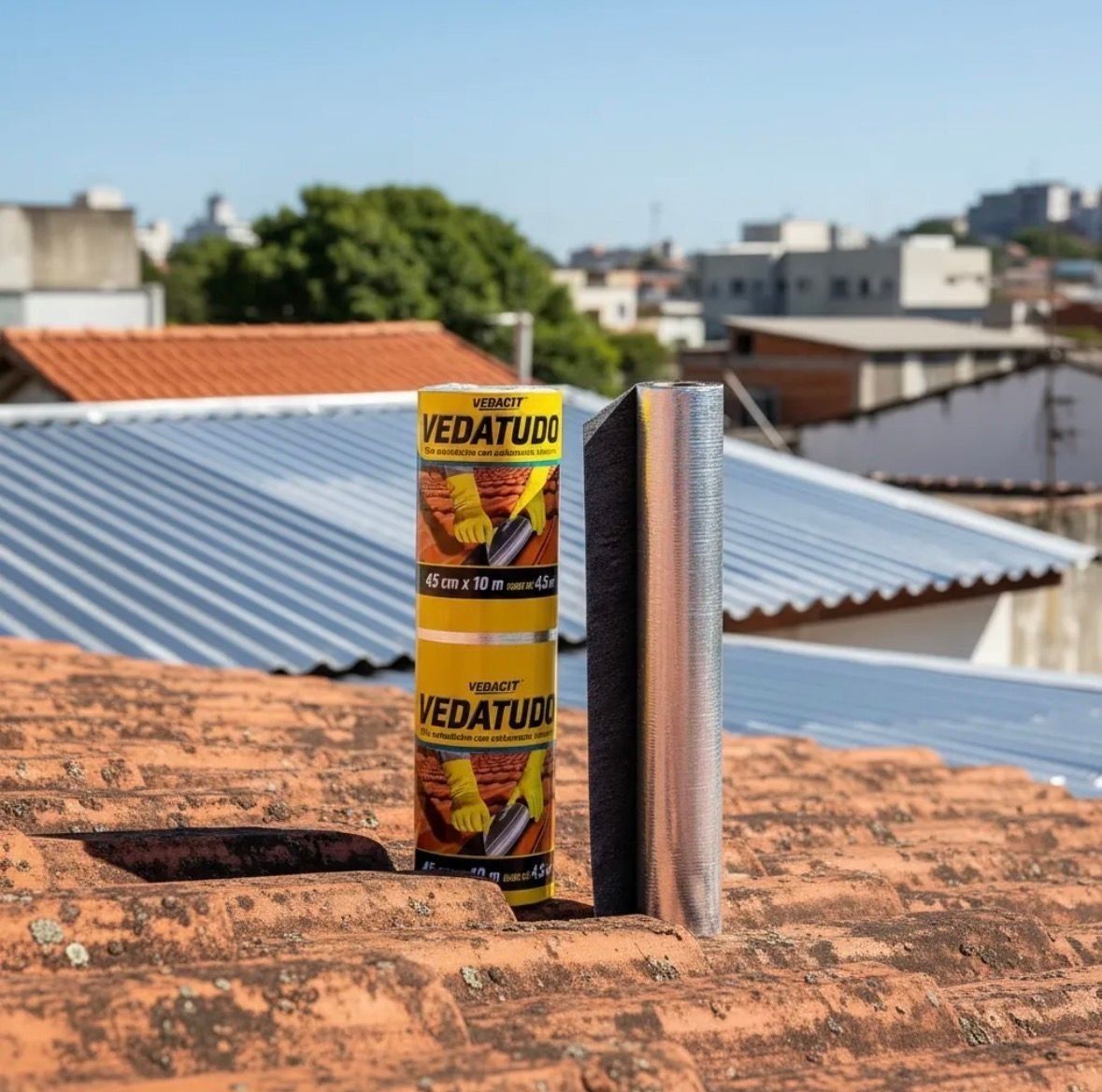 Manta Asfáltica Aluminizada Adesiva 45x10 Vedacit Prateado