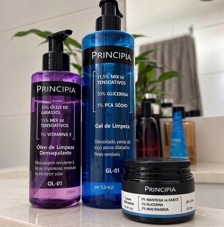 Principia Kit Limpeza E Hidratação CH-01 + OL-01 + GL-02 Todo Tipo De Pele Dia/Noite