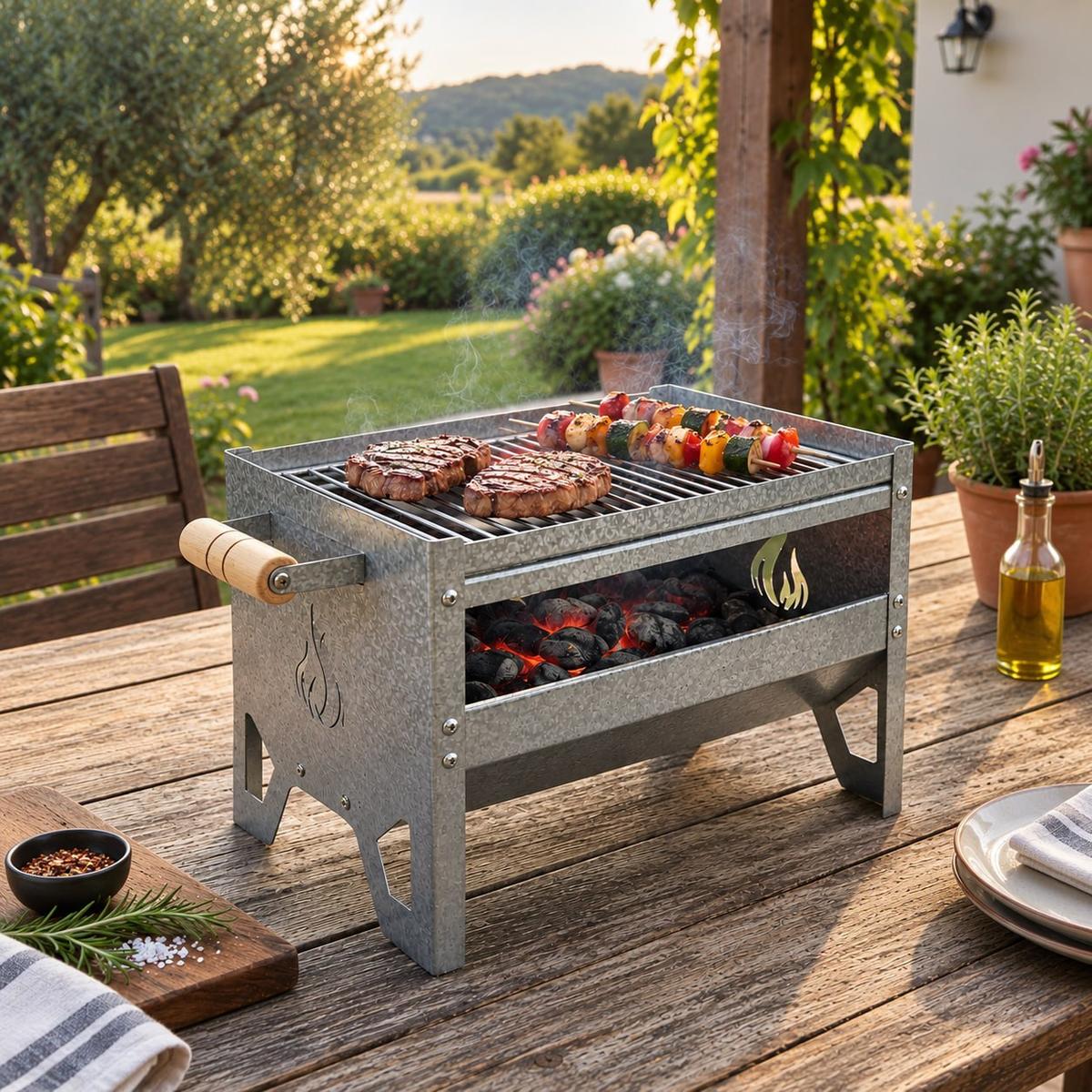 Churrasqueira Portatil Carvão Grelha Grill Camping Pesca