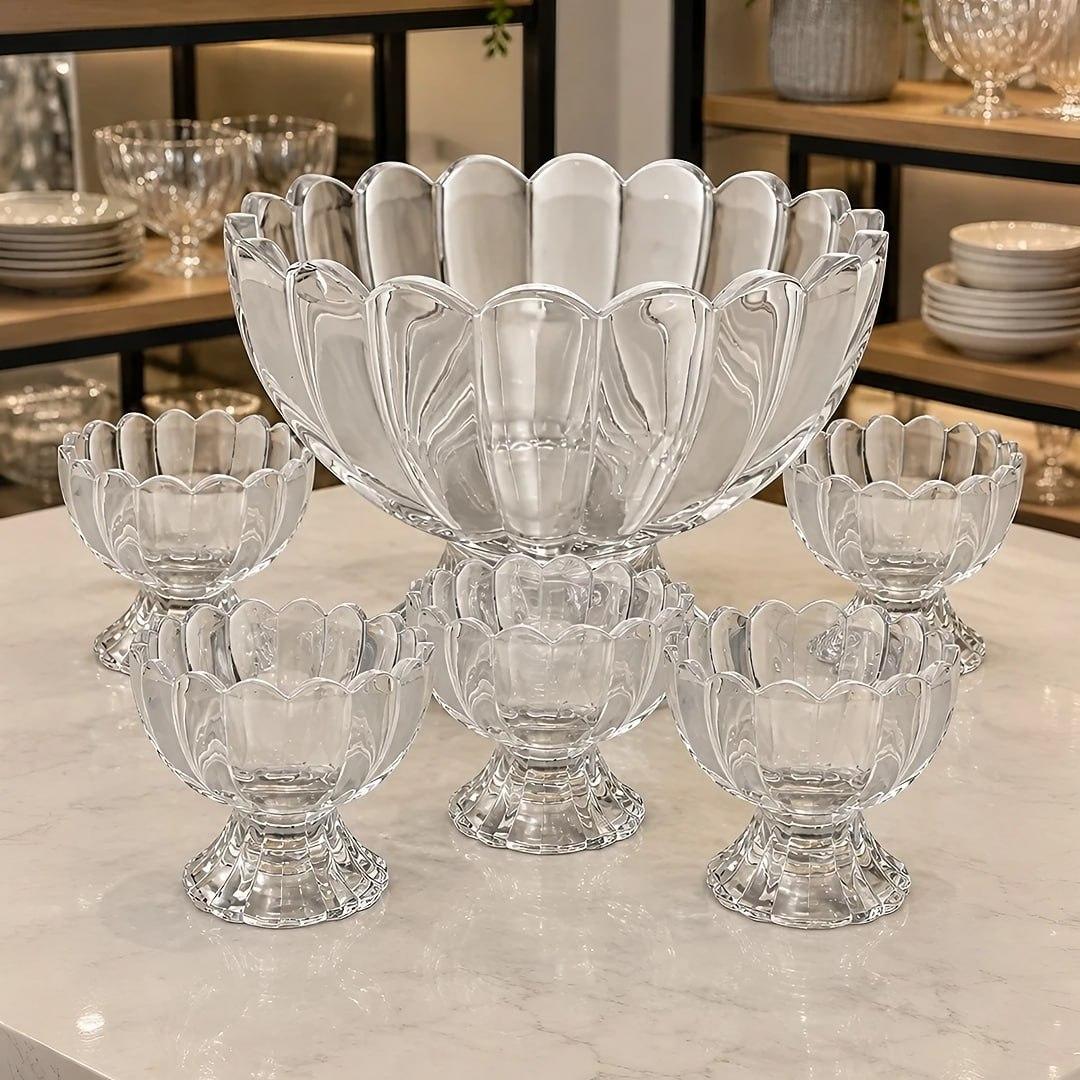 WOLFF - Conjunto 7 Peças Bowl com 6 Taças para Sobremesa Geneva 1,1L/125ml