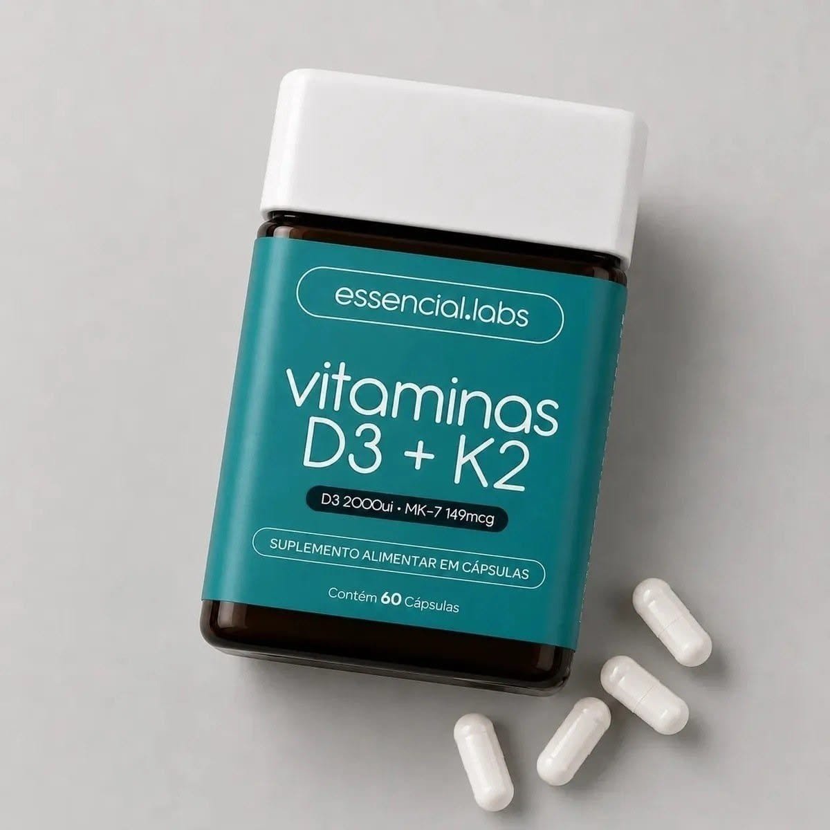 VITAMINA D3 + K2 Menaquinona-7 60 Cápsulas