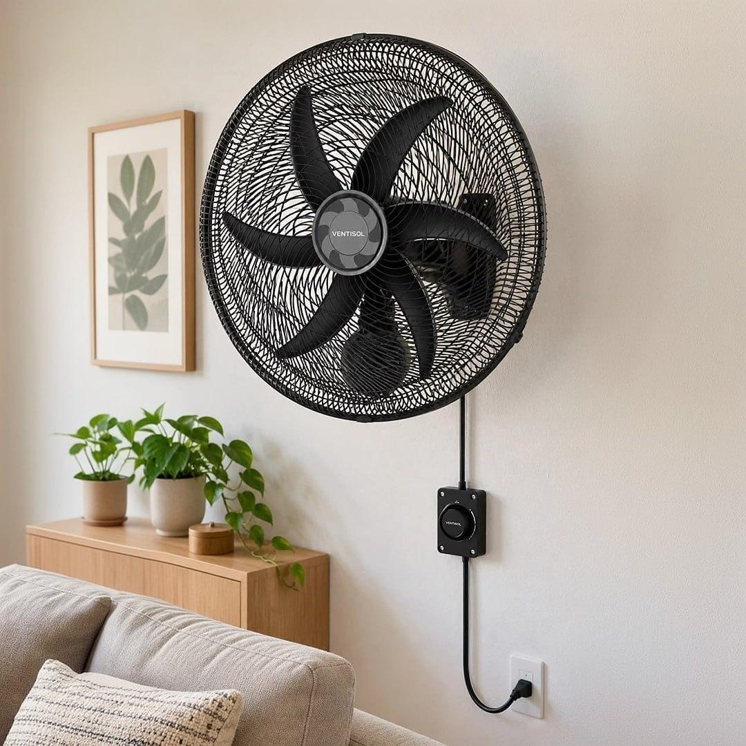 Ventisol Ventilador Osc Parede monta facil 50cm 6p preto 127V premium