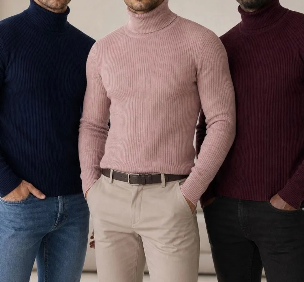 Kit 3 Blusa Cacharrel Gola Alta Masculina Inverno Estiloso (PP ao GG)