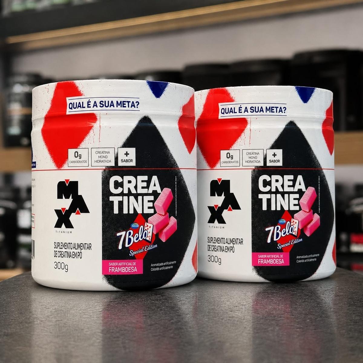 Creatina 7 Belo 300g Creatina Monohidratada Sabor Framboesa — Kit 2 Unidades