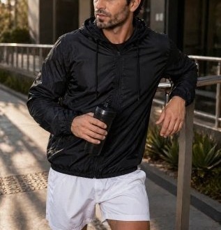 Jaqueta Corta Vento Masculina Impermeável Capuz Zíper Bolso (P ao G3)