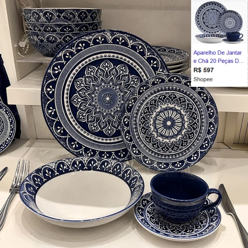 Ap. De Jantar 20pçs Málaga Decoração Com Relevo Flat Oxford