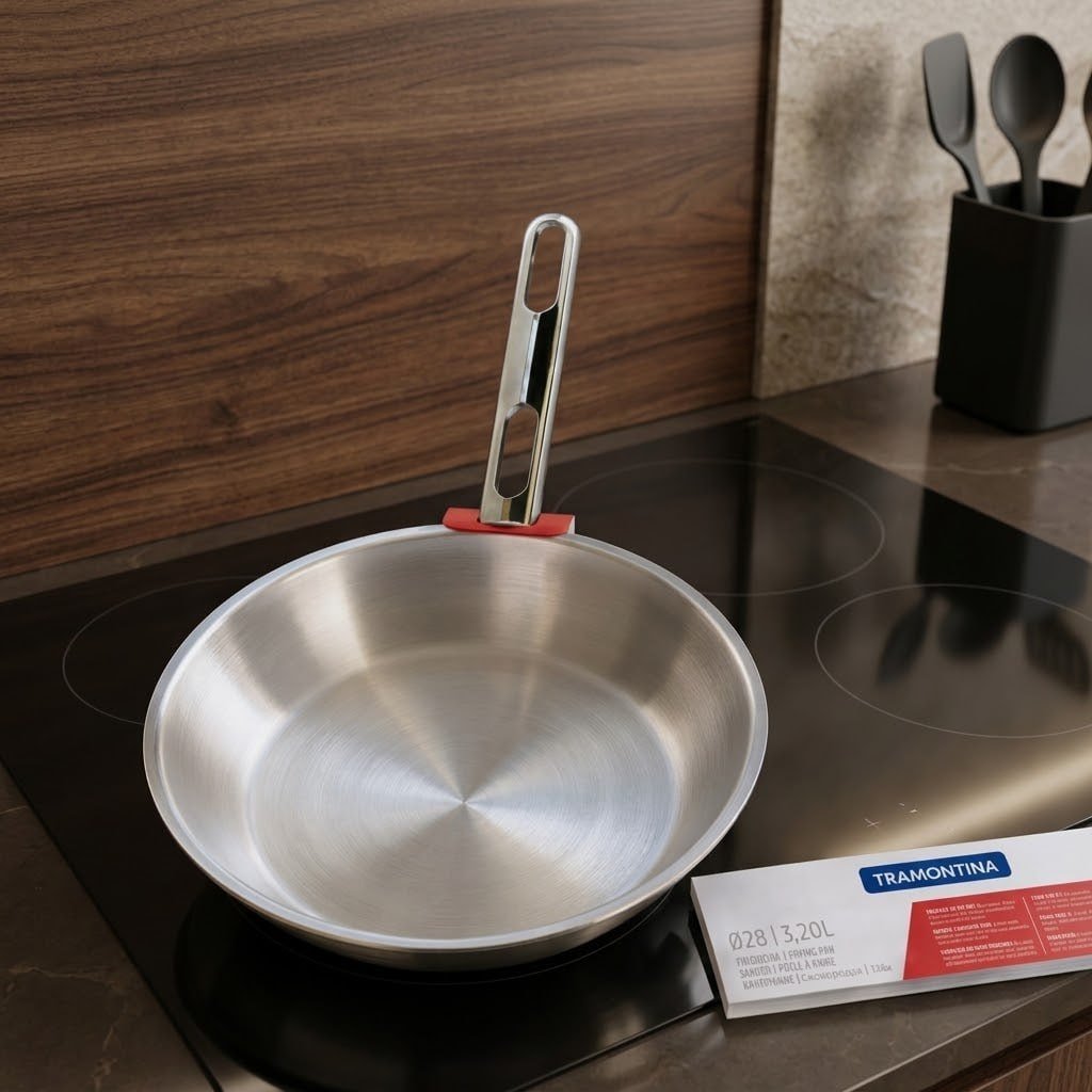 Frigideira Allegra Aço Inox Com Fundo Tripo 28cm Tramontina Allegra 62666280 Prata