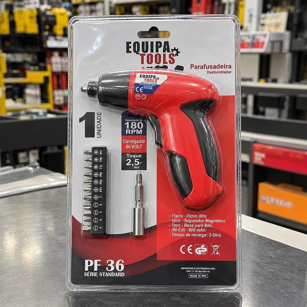 Parafusadeira Recarregável 3,6 V C/ 11 Bits Equipa Toolz Cor Vermelho/Preto