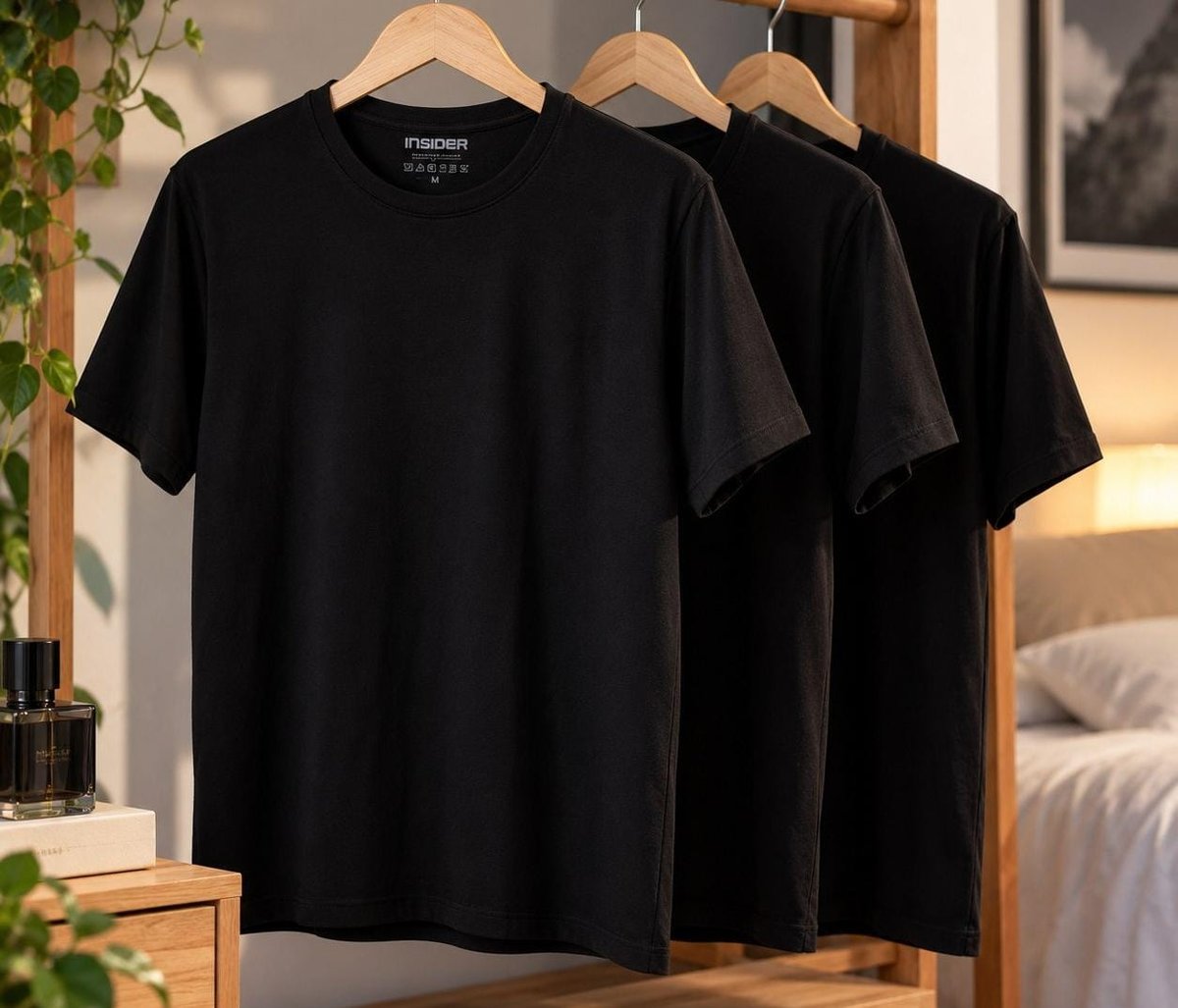 Kit 3 Camisetas  Light T-shirt Insider Preto M Lisa