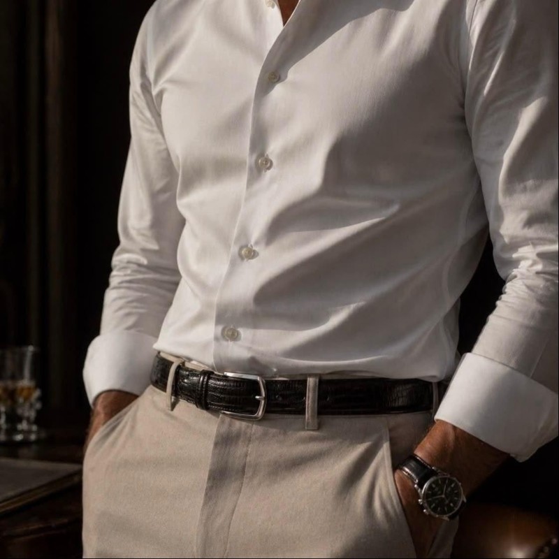 Camisa Social Masculina Manga Longa Elastano Stretch