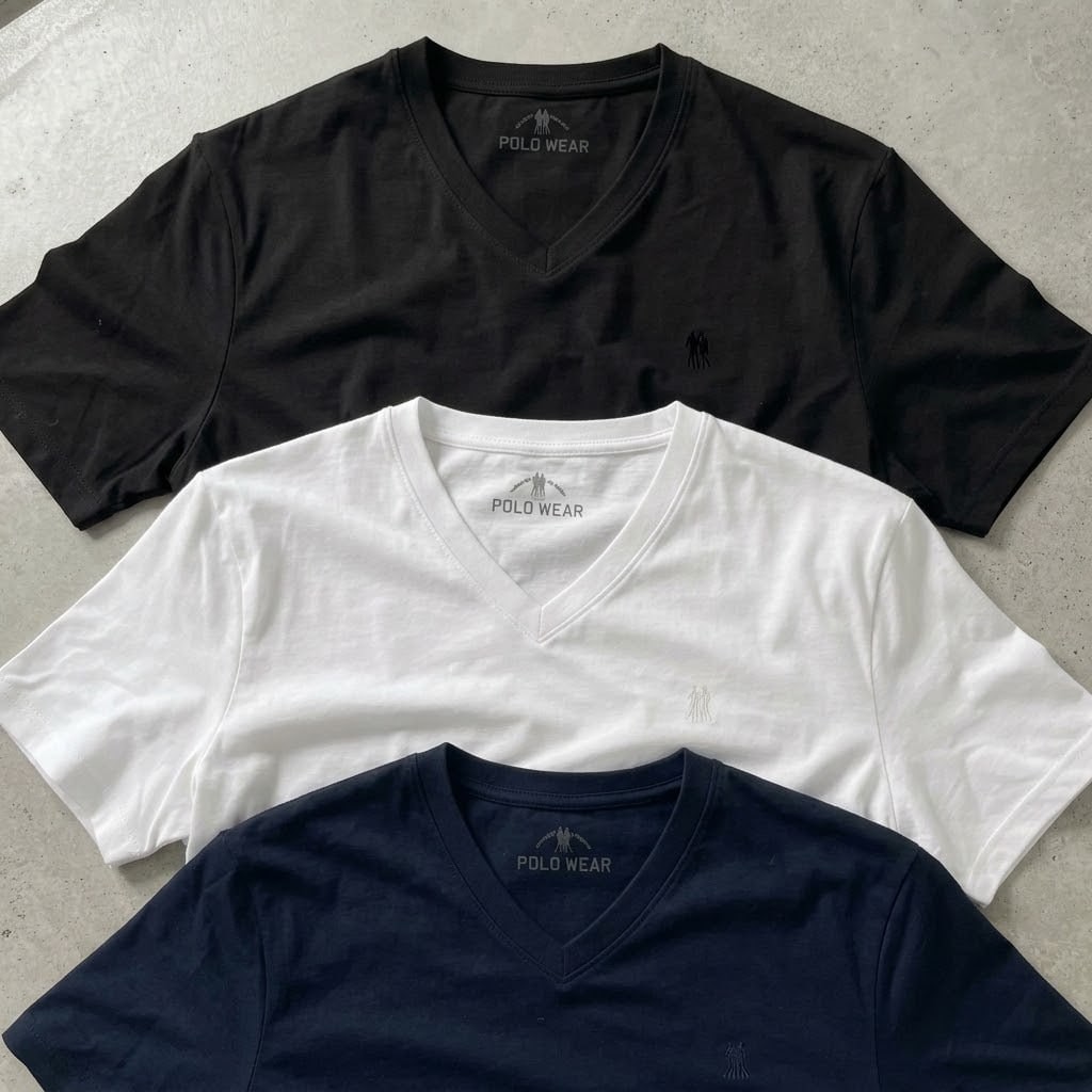 Kit 3 Camisetas Gola V Masculinas Polo Wear Sortido