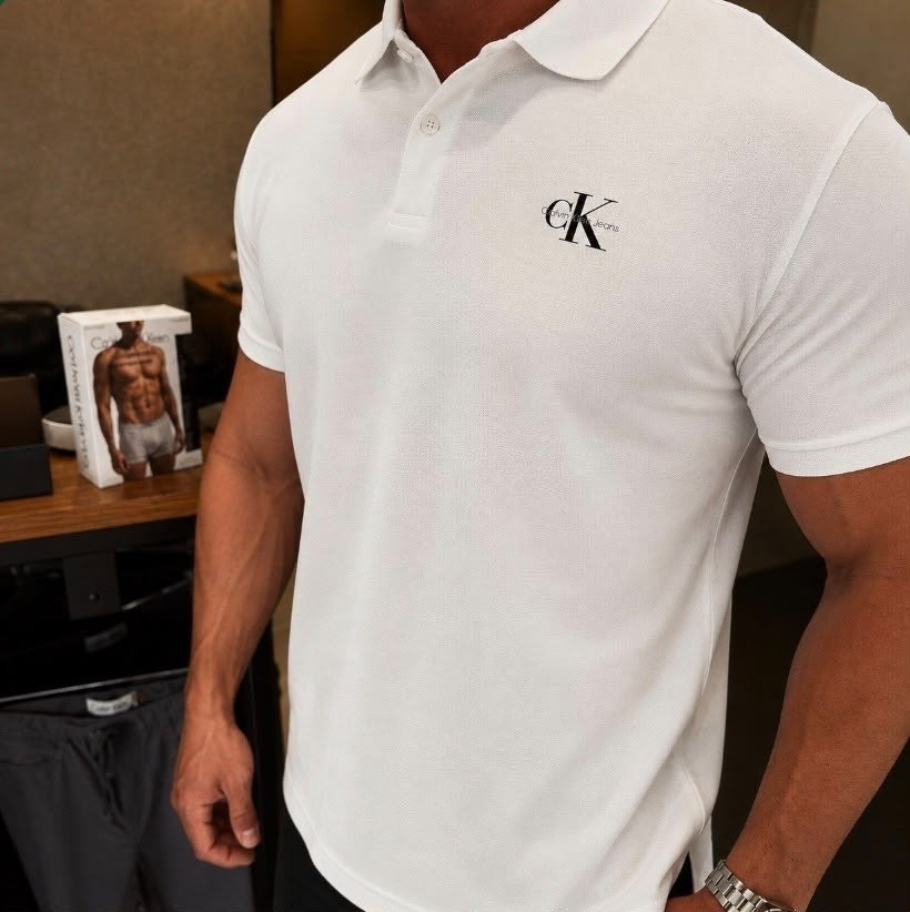 Polo Calvin Klein Jeans Piquet Regular Light Re Issue Branca (P ao XGG)