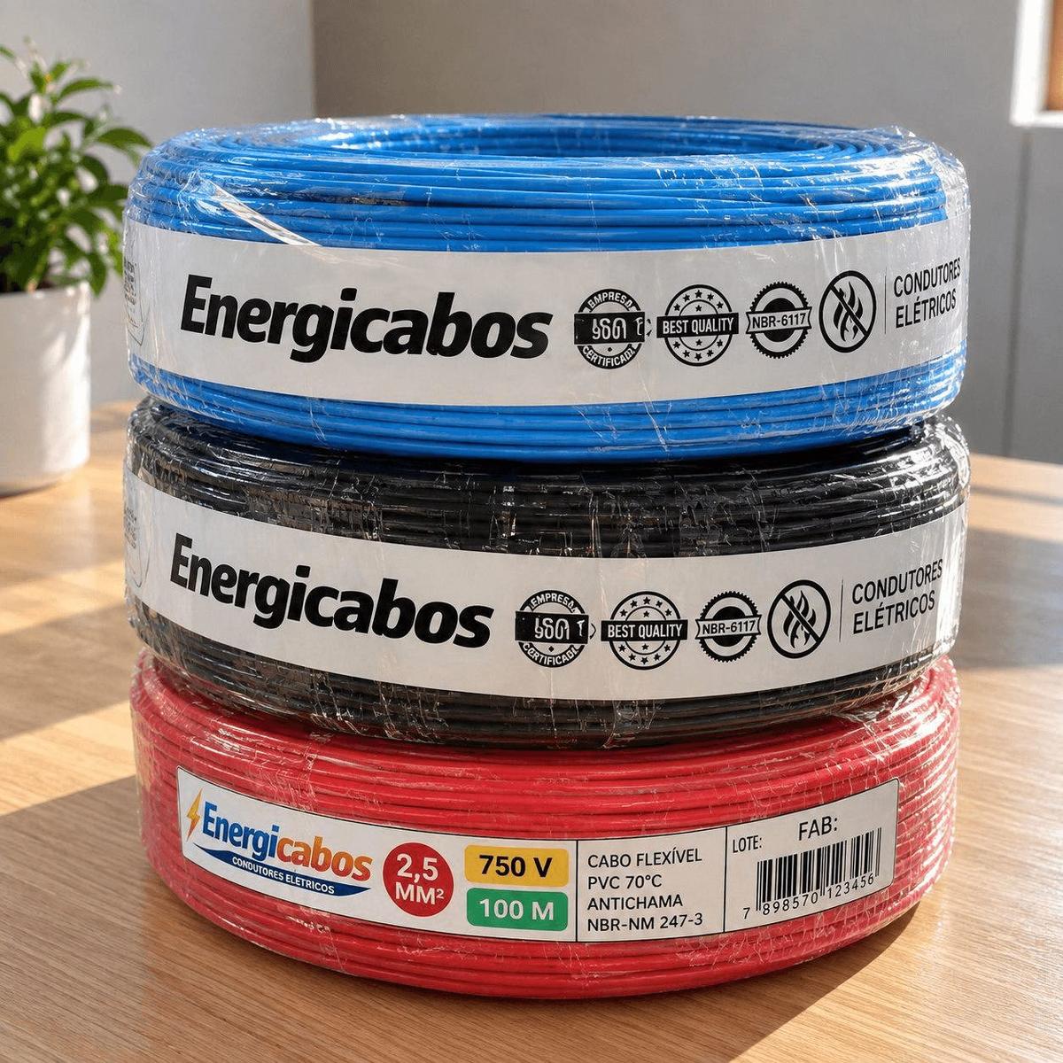 Fio Vermelho 4mm Cabo Flexível Rolo 100m Eletrico 750v Fioccom