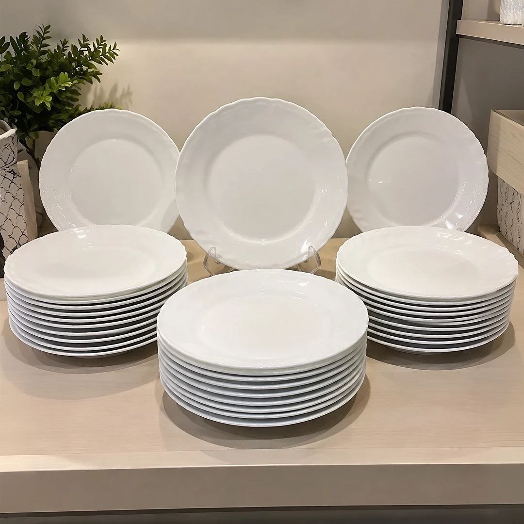 Conjunto Pratos Opaline Menu Sobremesa 24 Peças Branco Nadir
