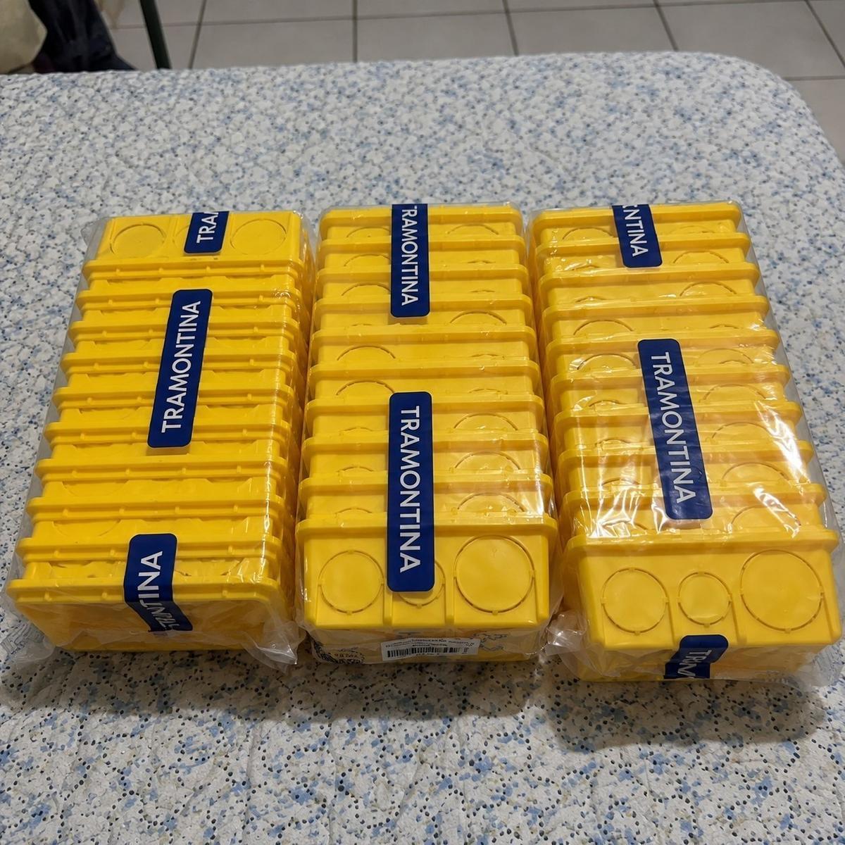 Kit 10 Caixa De Embutir 4x2 Luz Parede Tramontina Amarela