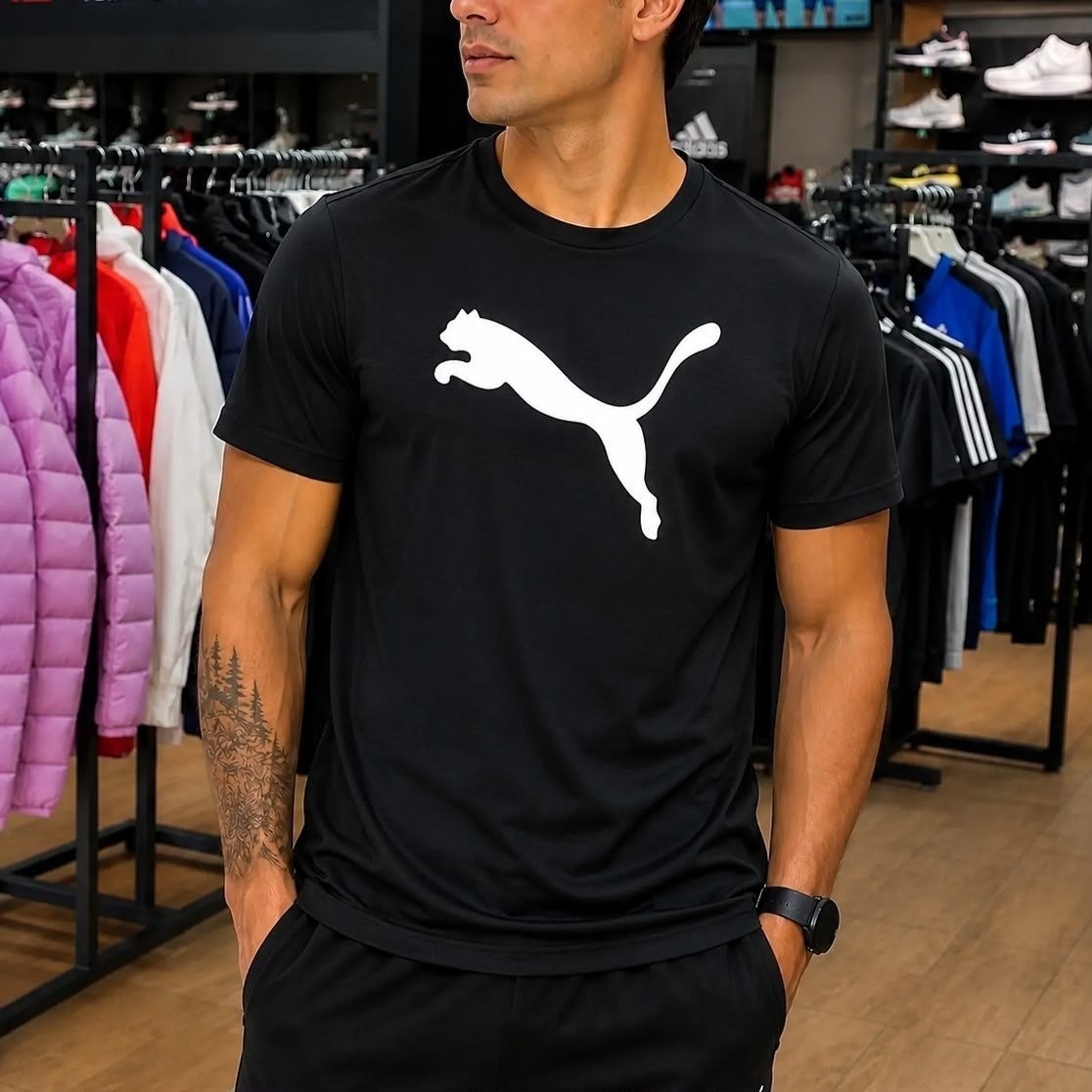 Camiseta Ess Puma Logo Poly Puma Preto G