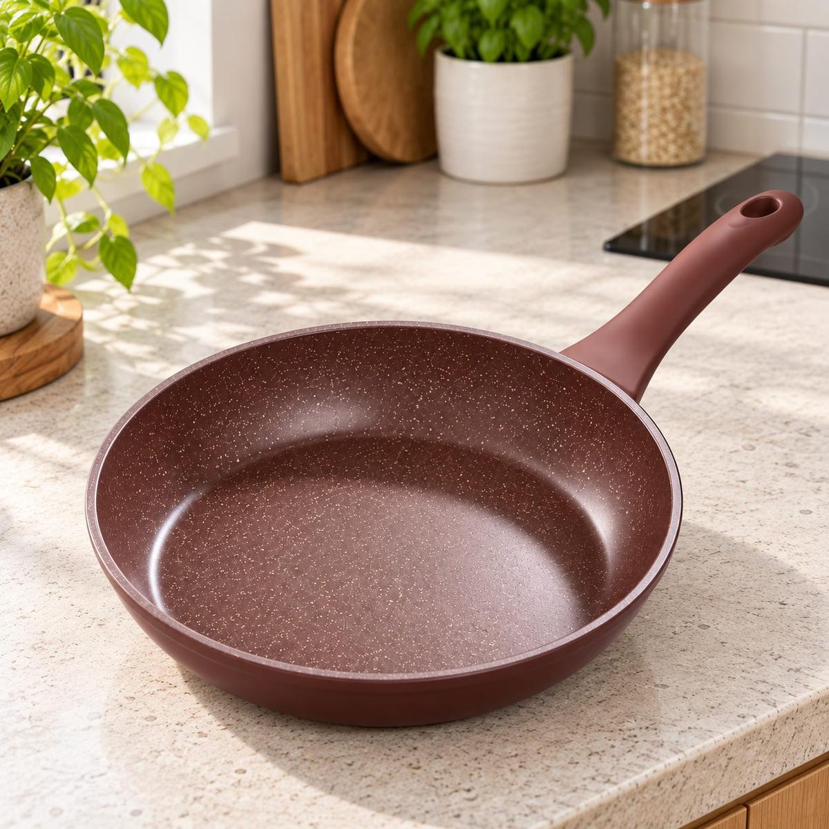 Frigideira 24cm Indução Antiaderente Kosmos Vermelha - Oikos