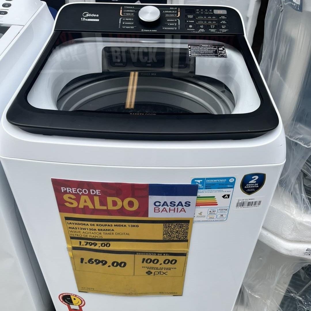 Lavadora De Roupas Midea Wave Agitator 13kg Branca 127v