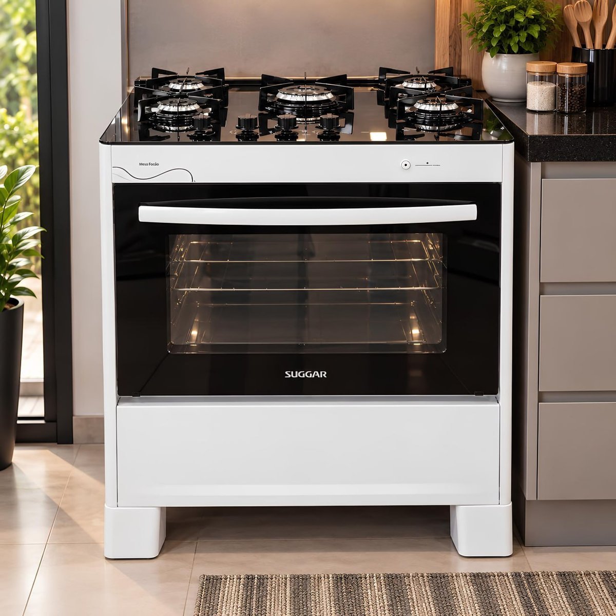 Fogão Suggar Neo Glass 5 Queimadores FGVNG510PRIX Prata Bivolt
