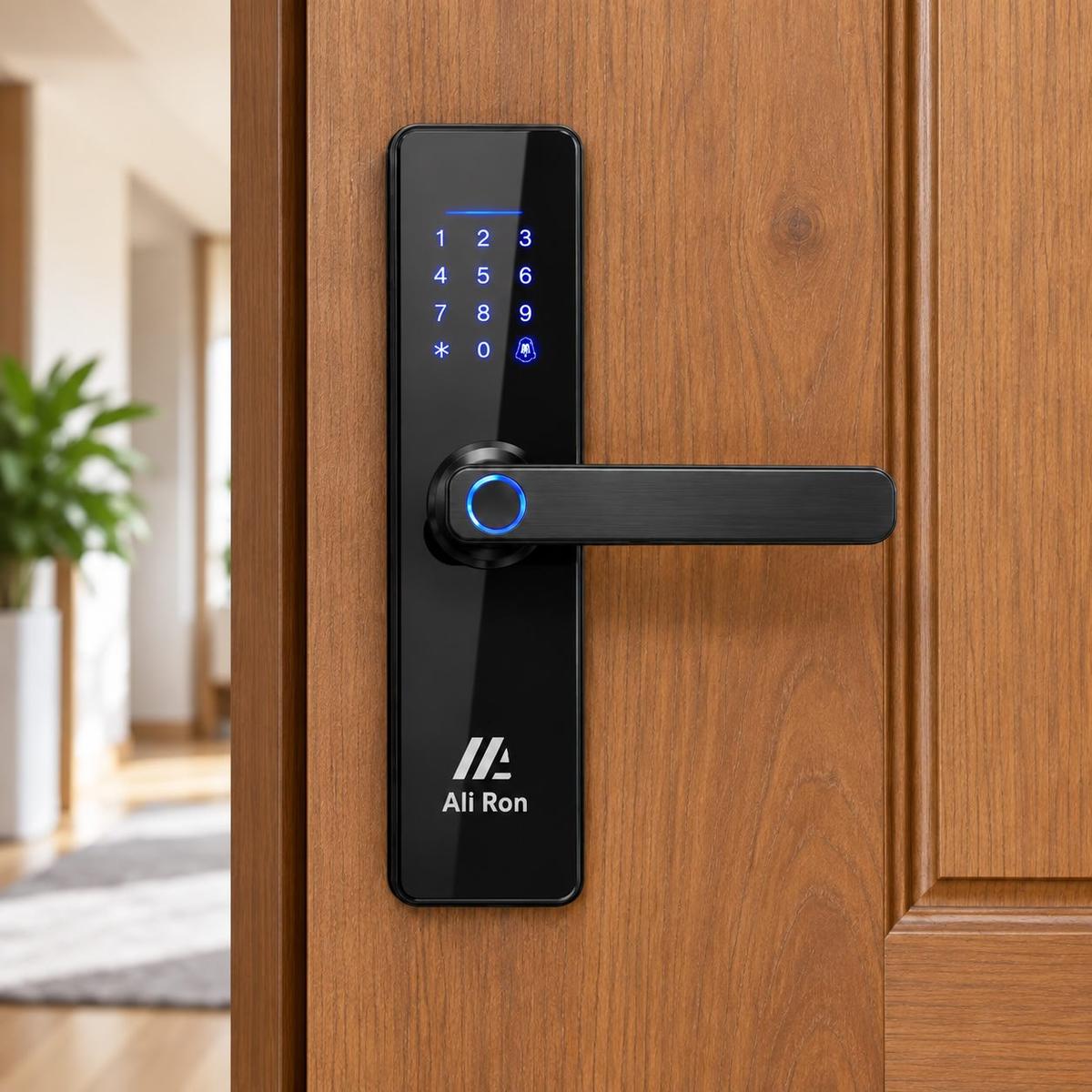 Fechadura Digital Biométrica Com Senha Para Porta De Madeira Preto