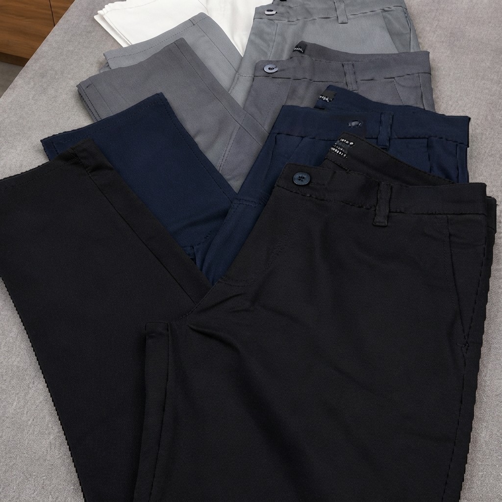 Kit 3 Calça Masculina Sarja Slim Alfaitaria Esporte Fino Preto-bege-chumbo (36 ao 48)